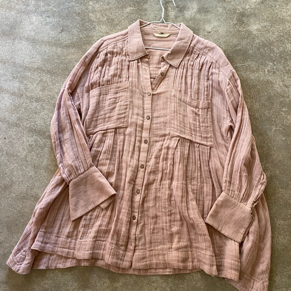 Free People The Voyager Light Pink Tunic Shirt Dress